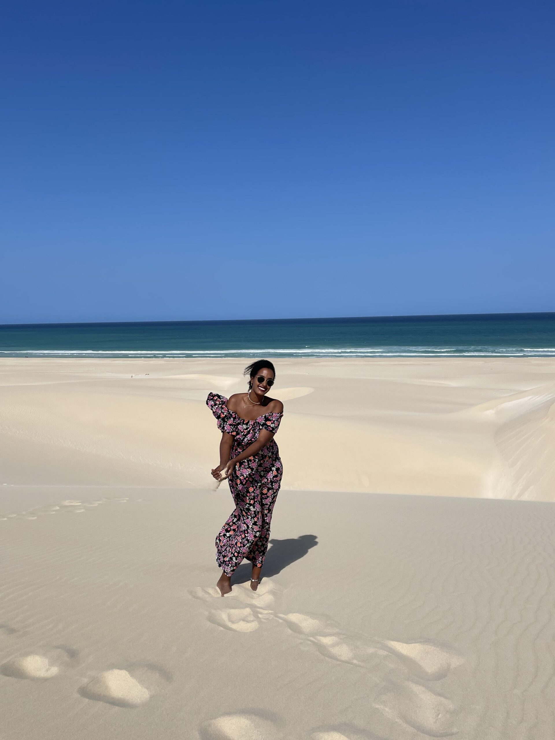 Solo female traveler enjoying a solo beach adventure in Cape Verde