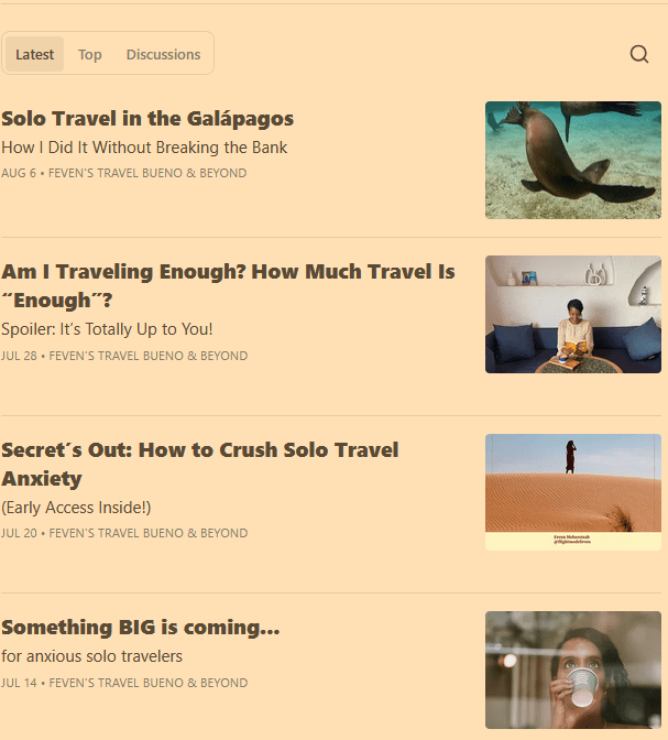 Solo female travel newsletter offering tips and advice for women traveling alone