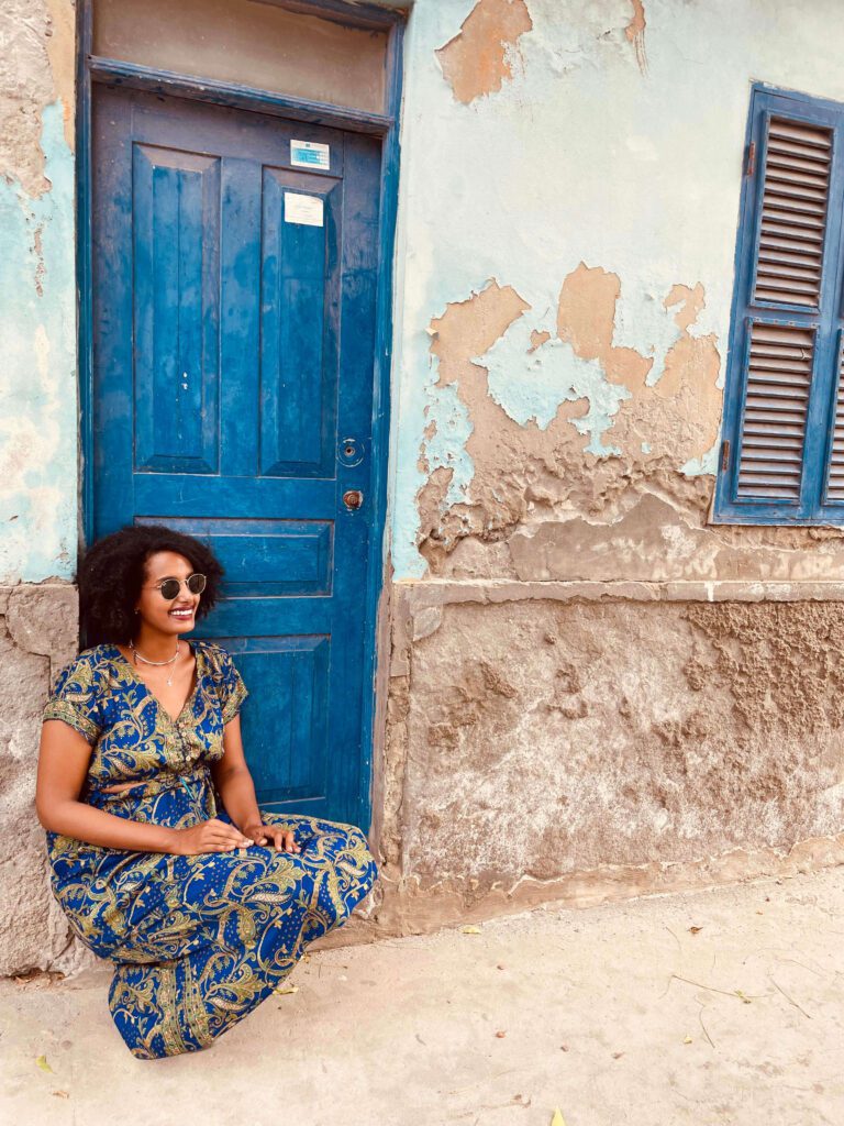 Solo female traveler exploring the scenic landscapes of Cape Verde