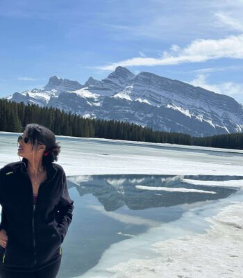 Solo female traveler hiking in Canada