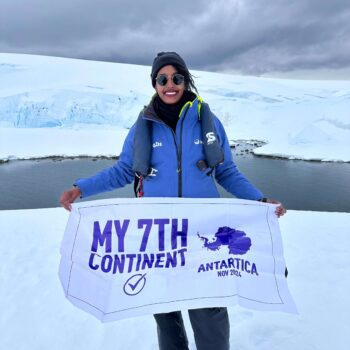 Solo female traveler exploring Antarctica