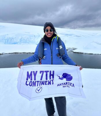 Solo female traveler exploring Antarctica