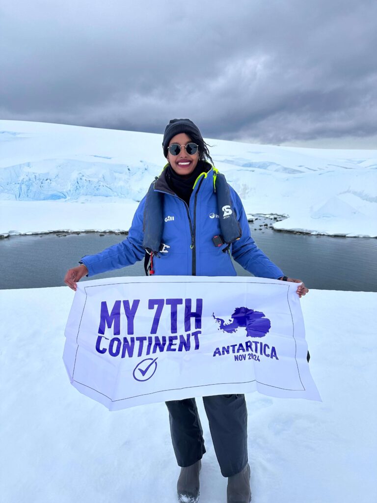 Solo female traveler exploring Antarctica