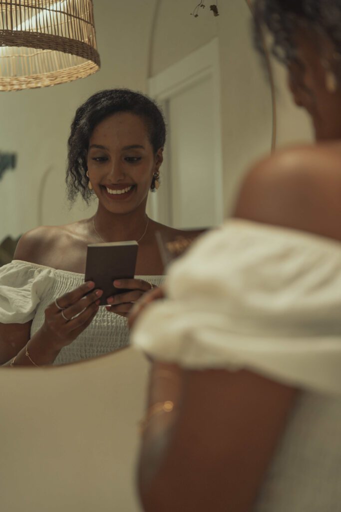 Solo female traveler in Spain smiling and enjoying her trip