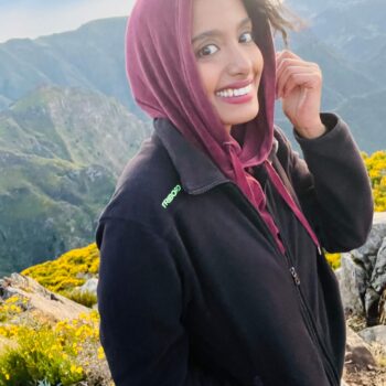 Solo female traveler hiking in the mountains of Madeira