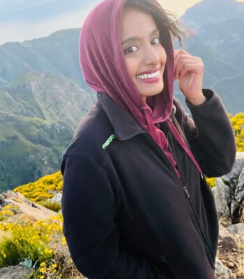 Solo female traveler hiking in the mountains of Madeira