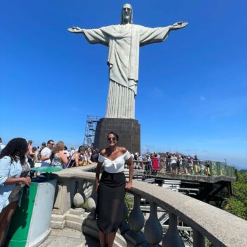 Solo female traveler exploring Rio de Janeiro in Brazil, walking and enjoying the cityscape and travel atmosphere