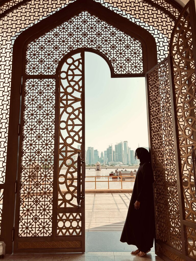 Empowered solo woman traveler exploring Qatar safely and independently