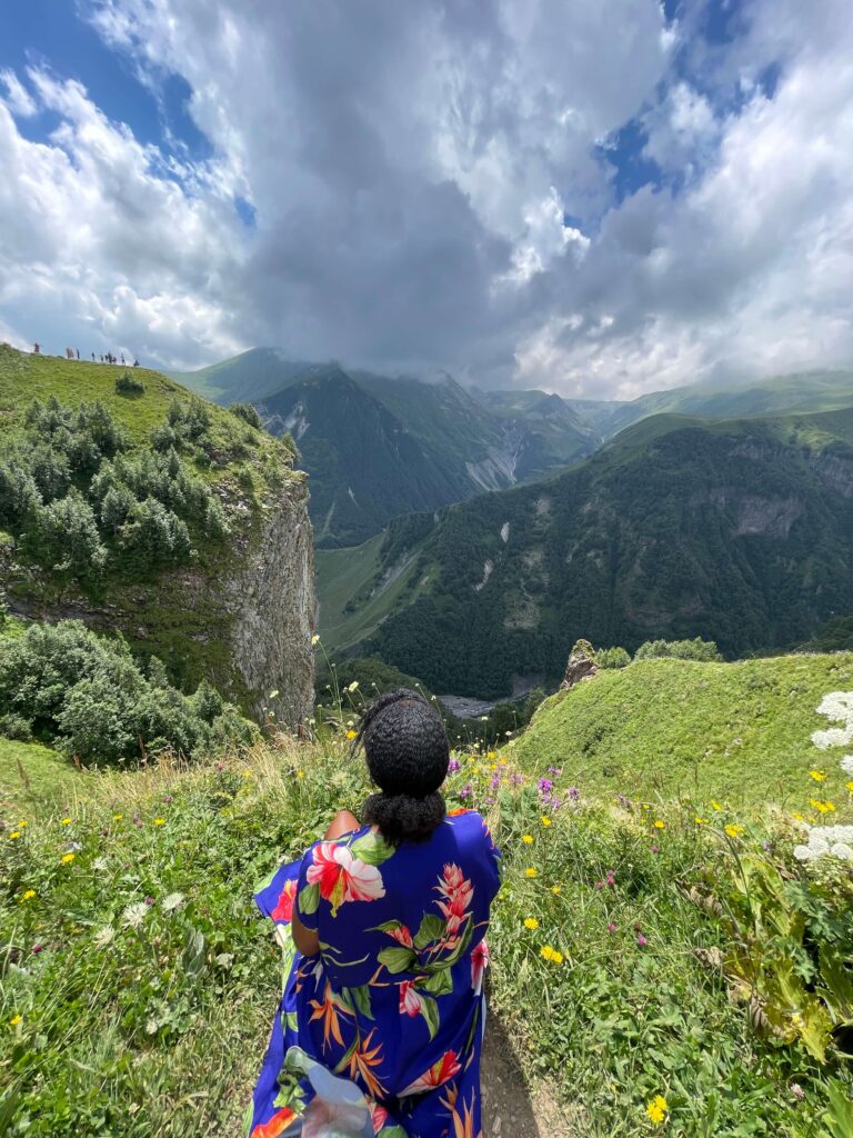 Solo female hiker exploring mountain trails in Georgia