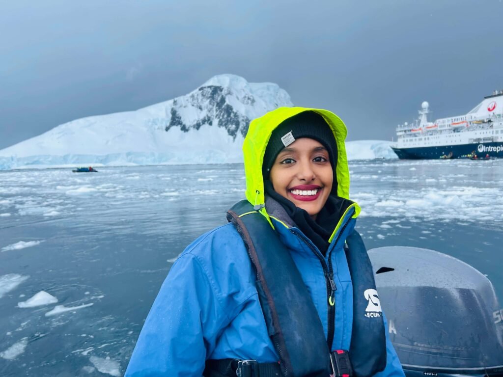 Solo female traveller exploring Antarctica