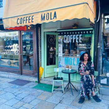 Solo female traveler exploring Skopje, North Macedonia