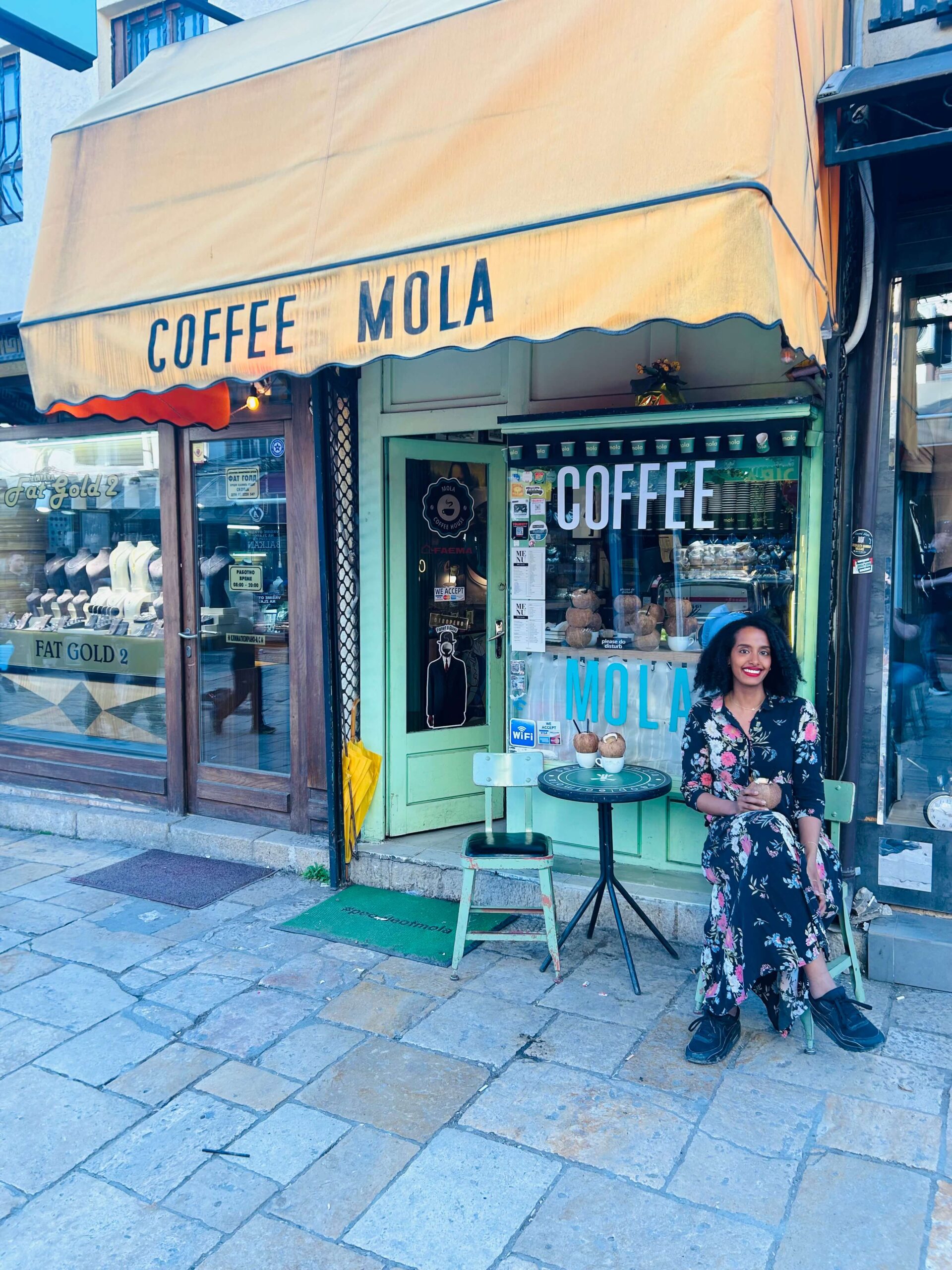 Solo female traveler exploring Skopje, North Macedonia