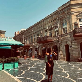 Solo female traveler exploring Baku, Azerbaijan
