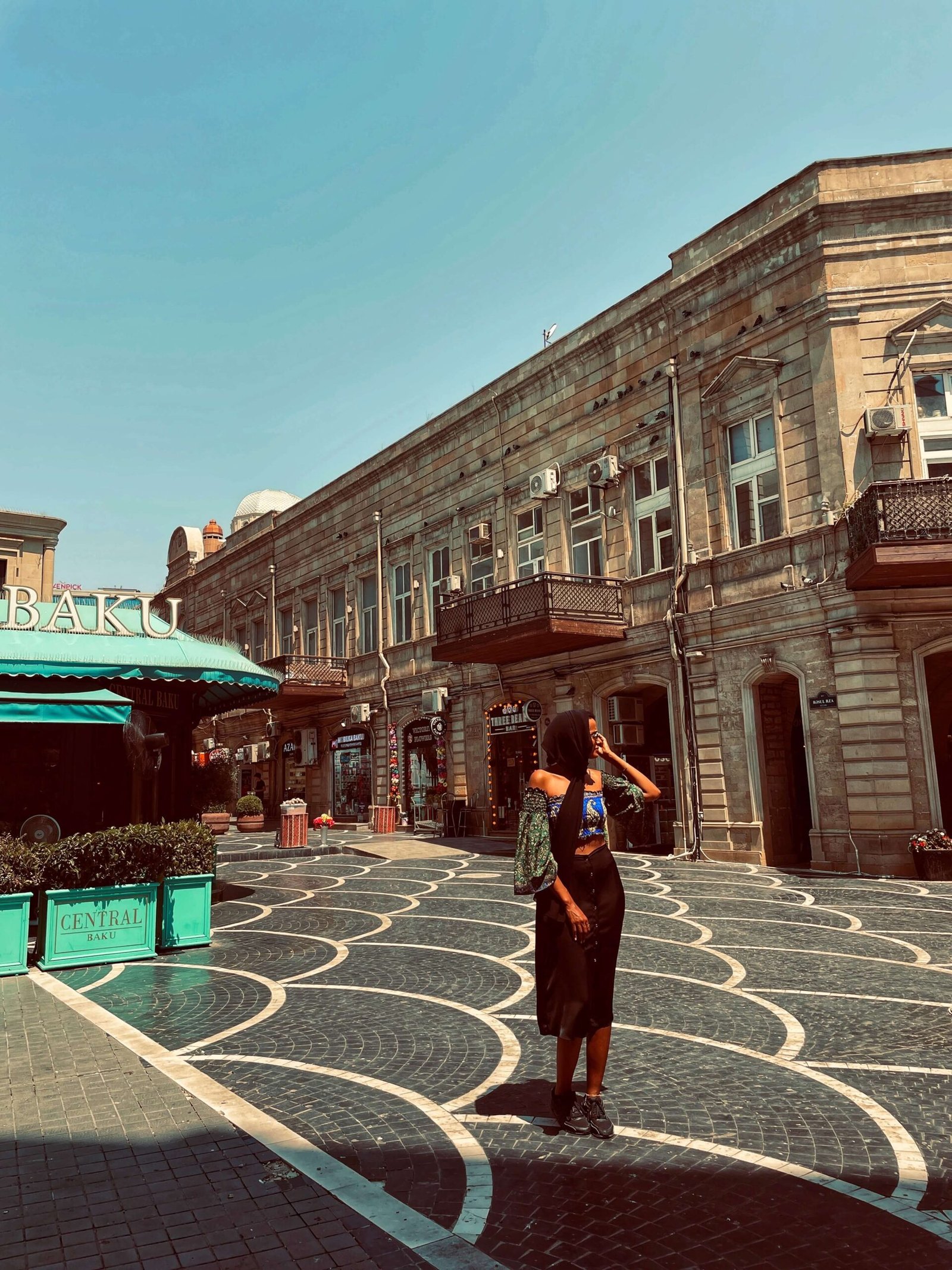 Solo female traveler exploring Baku, Azerbaijan