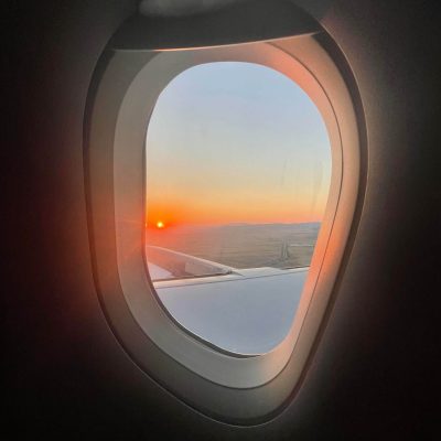 Sunset view from airplane window