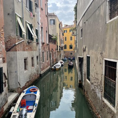 Venice, Italy canals and waterways with gondolas and architecture