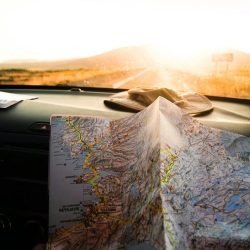 Solo travel road trip planning with map and route ideas